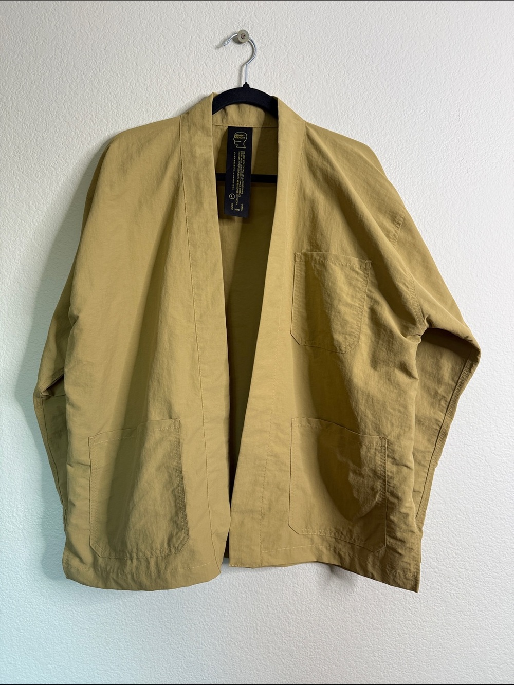 Brain Dead Noragi chore coat Men's Olive-Gold Lightweight Open Shirt Jacket L